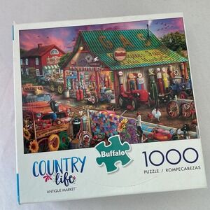 Used Buffalo Games Country Life Antique Market 1000 Piece Jigsaw Puzzle Chuck